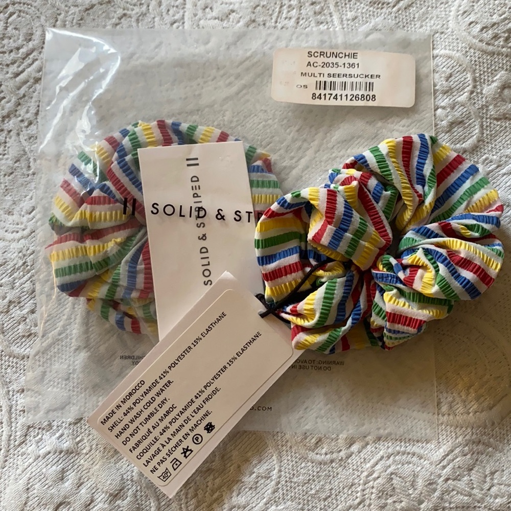 2 BNWT Solid & Striped Scrunchies